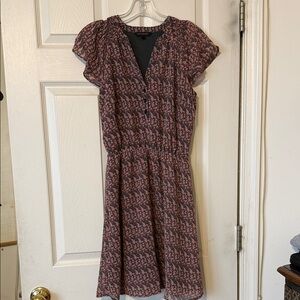 Banana Republic Paisley Midi Dress - Black and Pink